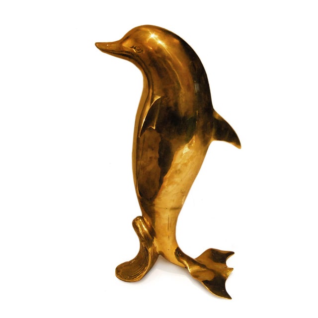 Large Brass Dolphin Statue Chairish
