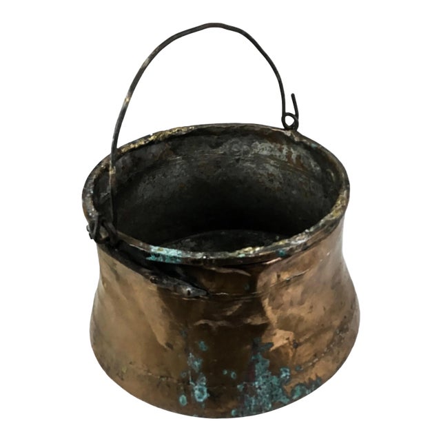 Antique French Copper & Brass Kettle or Chimney Pot For Sale