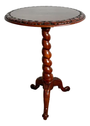 Mahogany Barley Twist Coffee Table with Carved Decor