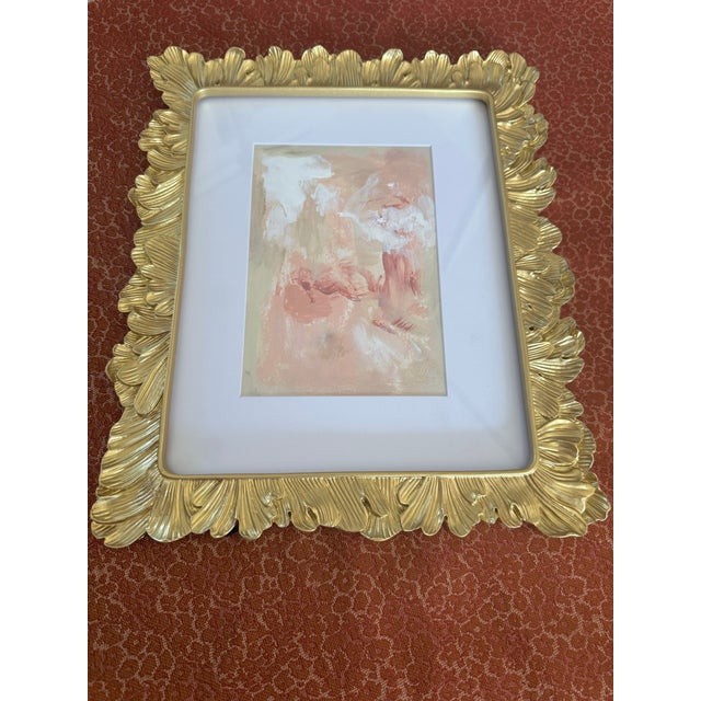 Abstract Pair of Original Abstract Paintings on Paper Matted and Framed For Sale - Image 3 of 5