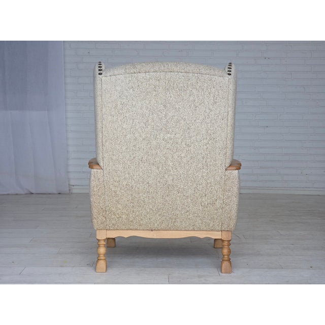 Danish Highback Armchair in Wool and Oak, 1970s For Sale - Image 13 of 18
