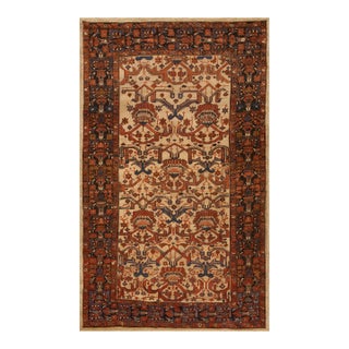 Breathtaking Antique Persian Bakshaiesh Rug on Ivory Background Color With Geometric Design For Sale