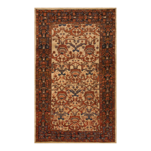 Breathtaking Antique Persian Bakshaiesh Rug on Ivory Background Color With Geometric Design