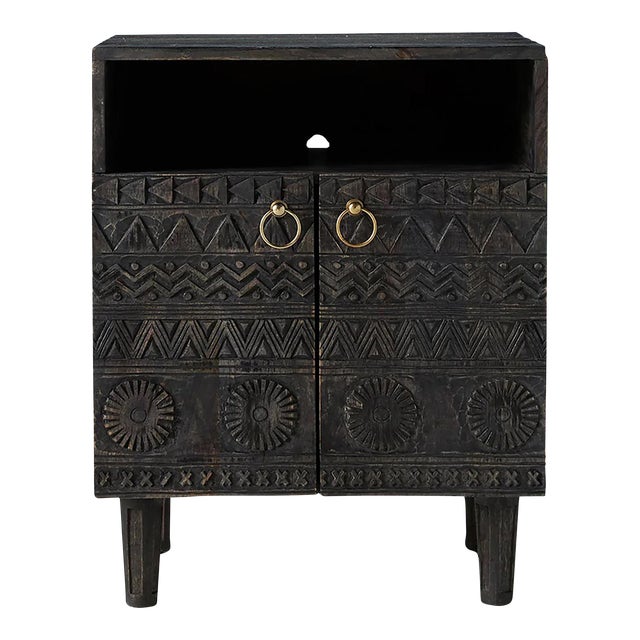 Handcarved Wooden Nightstand For Sale