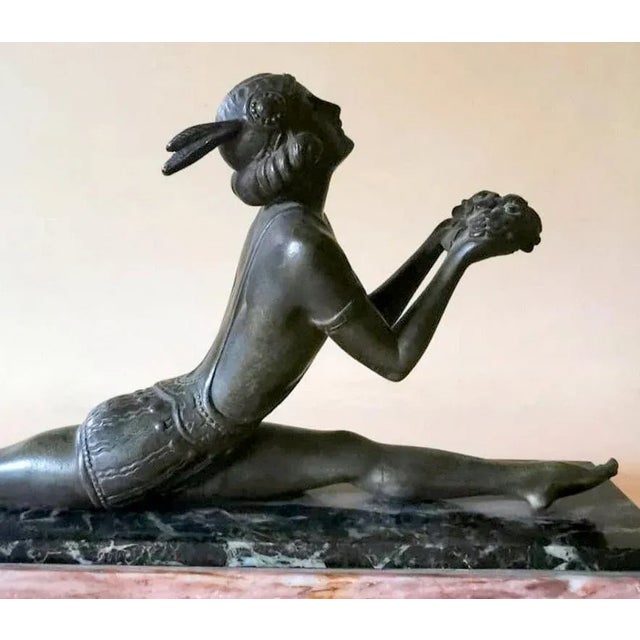 Early 20th Century French Art Nouveau Bronze Statuette with Marble Base of a Dancer For Sale - Image 6 of 13
