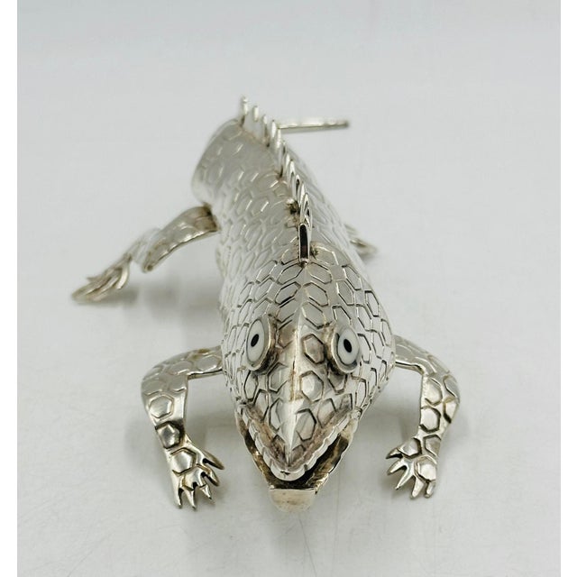 1980s 1980s Emilia Castillo Articulated Silver Plate Lizard Sculpture, Taxco Mexico For Sale - Image 5 of 16