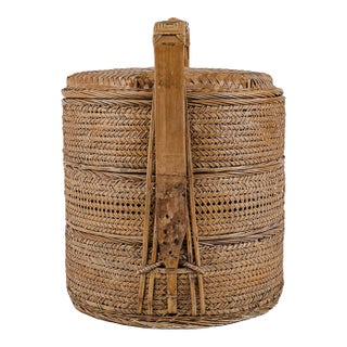 Vintage Antique 3 (Three) Tier Chinese Wedding Basket (Warm Brown) For Sale