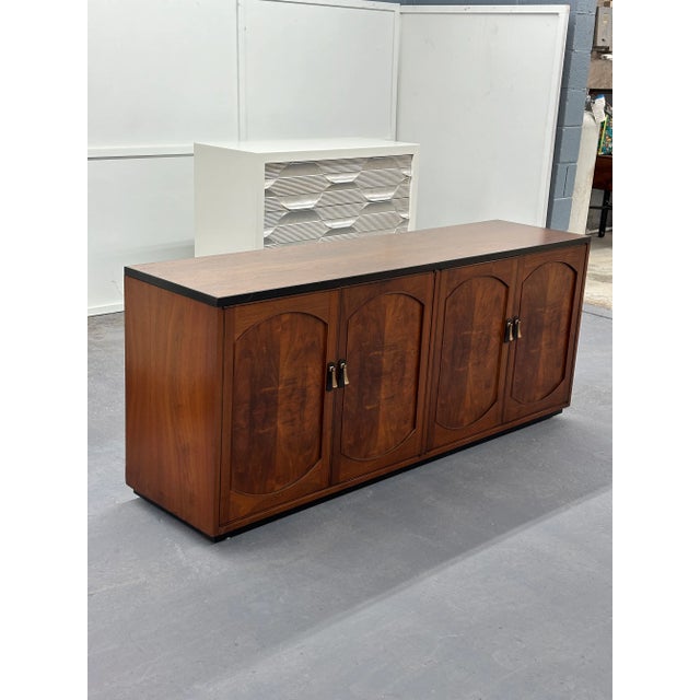 Wood 1960s Vintage Walnut Credenza With Ebony Wood Trim Accents For Sale - Image 7 of 12