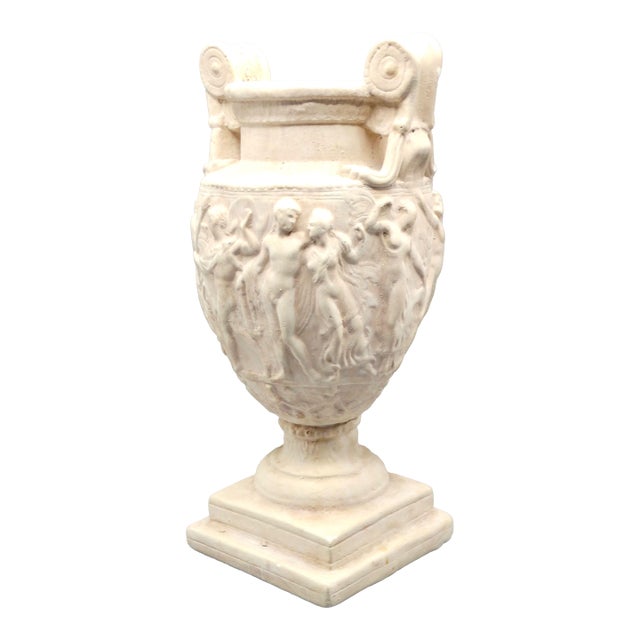 Grand Tour Style White Figural Greek Urn Vase For Sale