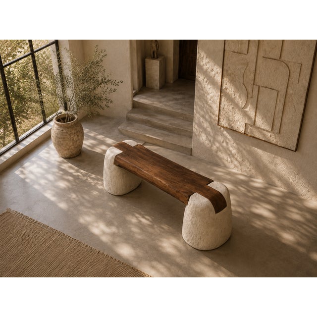 Art Nouveau Sculpted Balance Console Bench — Handmade Wabi-Sabi Statement Furniture For Sale - Image 3 of 4