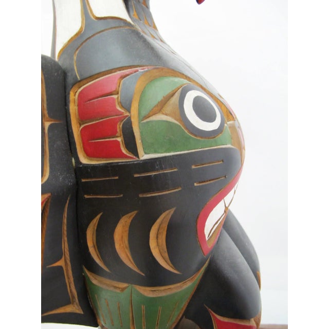 Jimmy Joseph Kwakiutl Eagle Carved Wood Totem Pole Bc Native Sculpture For Sale - Image 14 of 18