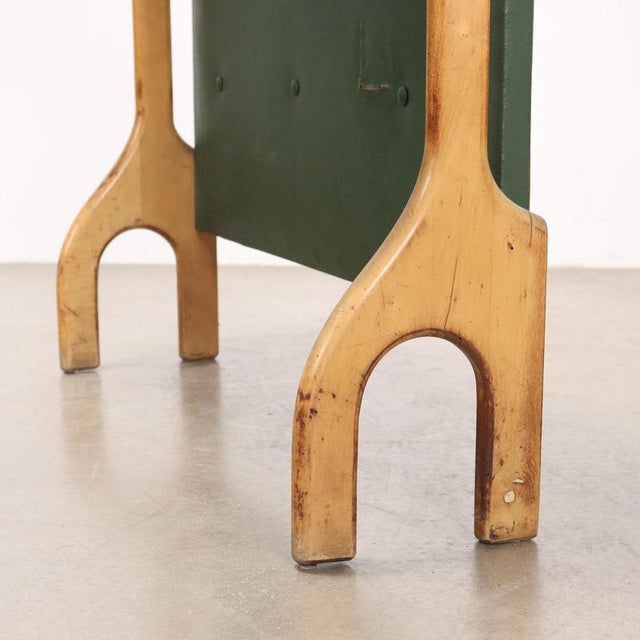 Brown Vintage Console Table in Beech and Leatherette, 1950s For Sale - Image 8 of 10