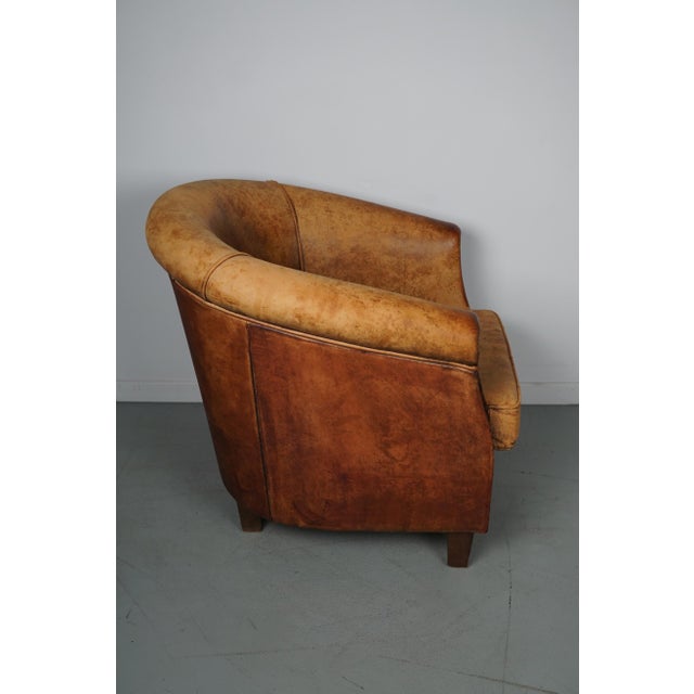 Brown Vintage Dutch Cognac Colored Leather Club Chair For Sale - Image 8 of 16