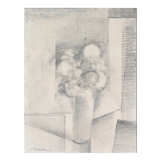Stylized Bouquet Still-Life 20th Century Graphite For Sale