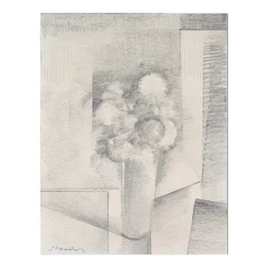 Stylized Bouquet Still-Life 20th Century Graphite