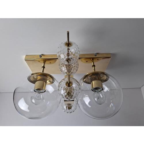Mid-Century Czech Brass and Glass Wall Sconce attributed to Kamenický Šenov, 1970s For Sale - Image 13 of 18