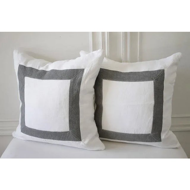 Contemporary Contemporary Full Bloom Custom-Made Stone Washed Linen Pillow For Sale - Image 3 of 5