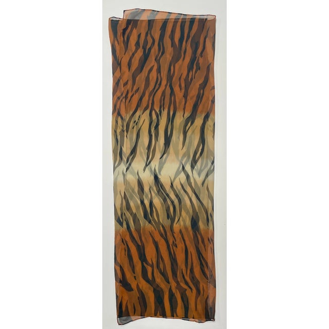 African 1960 Tiger Printed Silk Chiffon Scarf - For Sale - Image 3 of 4