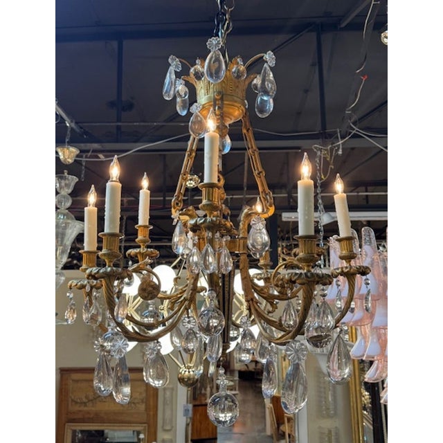 19th Century 19th Century French Louis XVI Gilt Bronze and Blue Enamel Chandelier For Sale - Image 5 of 9