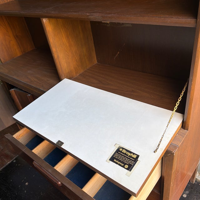 1969 Mid-Century Modern Broyhill Walnut and Laminate Hutch For Sale - Image 12 of 12