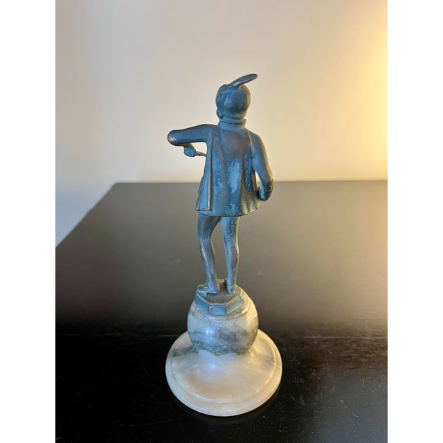 Art Deco Vintage French Art Deco Bronze Soldier on Marble Base For Sale - Image 3 of 10