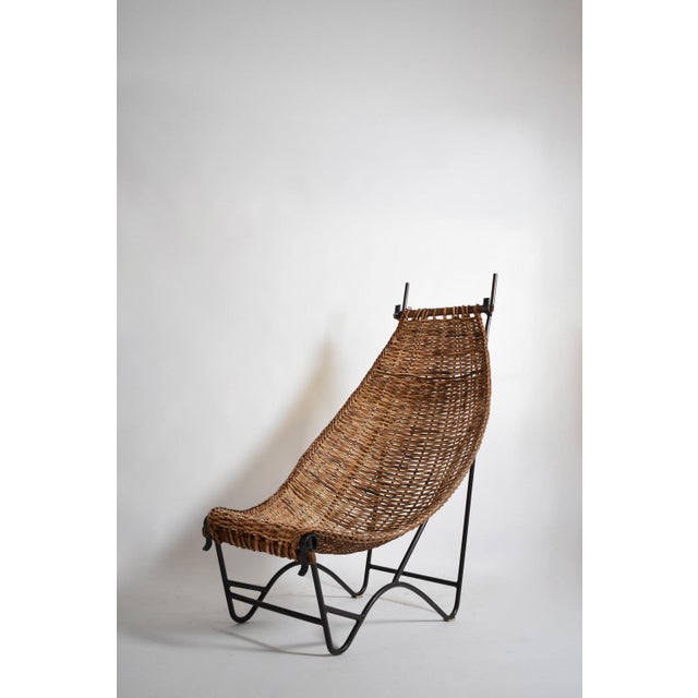 Wrought Iron and Rattan Chair, 1950s For Sale - Image 6 of 6