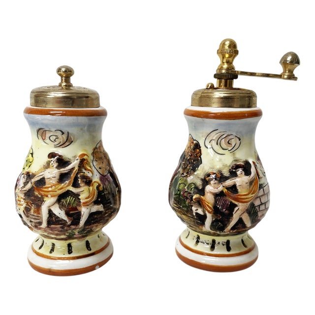 Salt Shaker and Pepper Mill from Capodimonte, 1960s, Set of 2 For Sale
