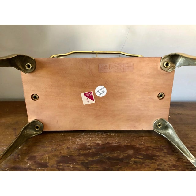 Brass Hollywood Regency Brass Seashell Wood Magazine Rack For Sale - Image 8 of 9