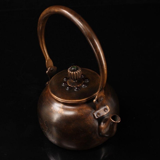 Late 19th Century Late 19th Century Copper Teapot With Gemstone Inlays, 544g For Sale - Image 5 of 9