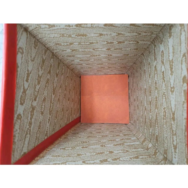 Tooled Embossed Leather Style Red Italian Wastebasket For Sale - Image 4 of 7