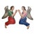 Early 19th Century Pair of Continental Polychrome and Gesso Decorated Carved Wood Adoring Angels. For Sale