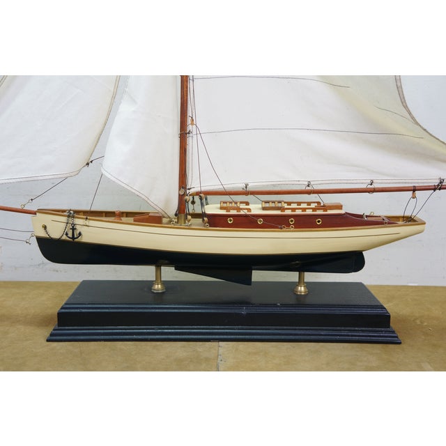 Early 20th Century Vintage Nautical Maritime 1920s-1940s Yacht Boat Sailboat Model 36" For Sale - Image 5 of 18