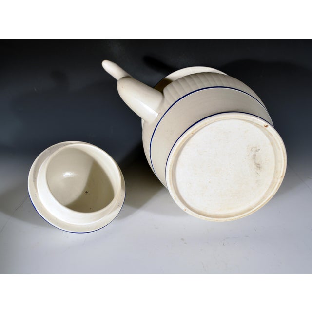 Early 19th Century Early 19th Century Castleford-Type White Stoneware Coffeepot, Blue Lined, English Regency For Sale - Image 5 of 5
