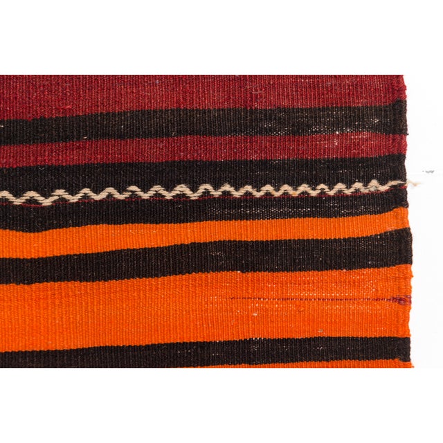 Mid 20th Century Bold Orange & Madder Red Flatweave Rug For Sale - Image 9 of 14