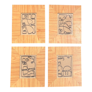 Four Contemporary Original Wayne Cunningham Abstract Marker Drawings- Set of Four