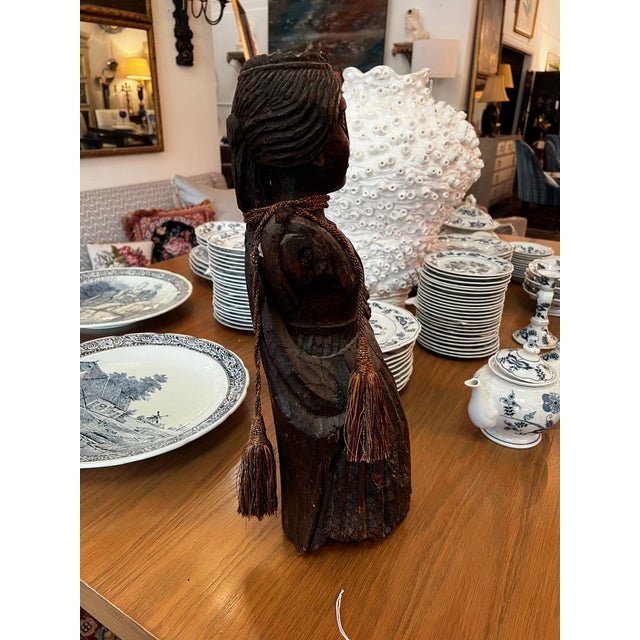 18th Century Carved Wood Religious Sculpture of a Saint With Book For Sale - Image 4 of 5