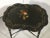Vintage English tole hand-painted tray top on a black lacquer and gilt stand. Product Information: Materials: Wood, Paint,...