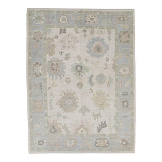 Modern Turkish Oushak Rug , 9'3" X 12'5" For Sale