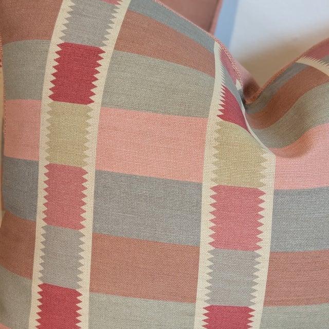 Not Yet Made - Made To Order Bennison Toothcheck Pink Lumbar Pillows - Pair For Sale - Image 5 of 5