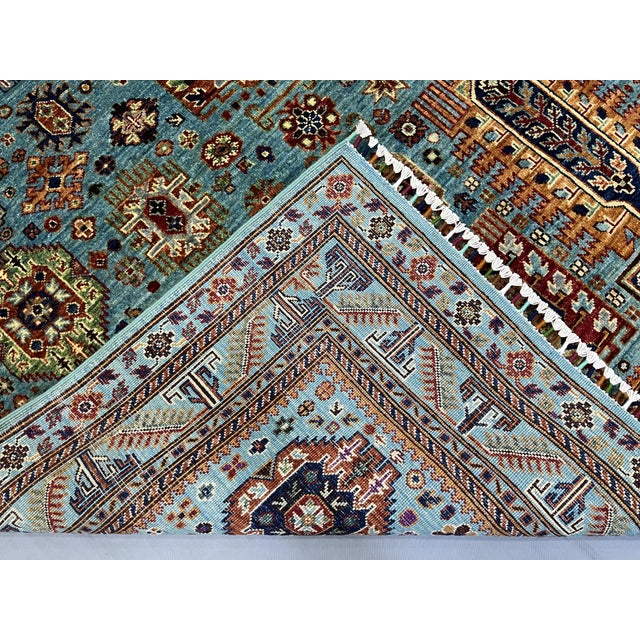 Turquoise Kazak Style Tree of Life Rug - 4'9" X 6'3" For Sale - Image 10 of 10