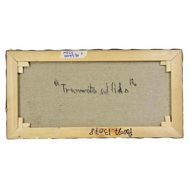 Pino Romanò, Sunset on the Beach, Oil Painting, 1990s For Sale - Image 4 of 5