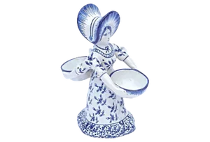 19th Century Figurative Delft Double Maiden Figurine