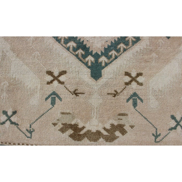 Vintage Turkish Oushak Rug Featuring Soft Ivory Field With Green 4'9 X 7'2 For Sale - Image 10 of 11