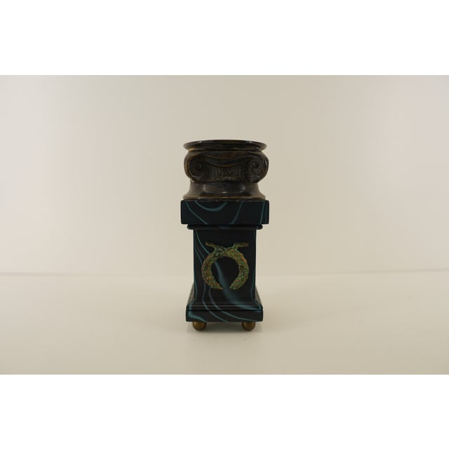 Metal Vintage Marble Pedestal Vessel For Sale - Image 7 of 13