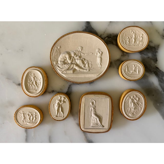 Antique Italian Grand Tour Plaster Intaglios - Set of 8 (Group #11) For Sale - Image 12 of 14