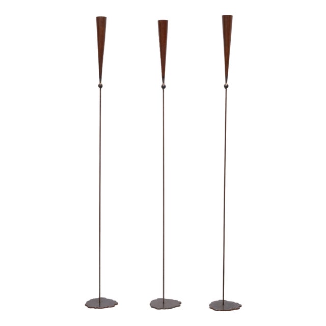 Brutalist Handmade Brass Torchères by Pieter Spruyt, 1980s, Set of 3 For Sale