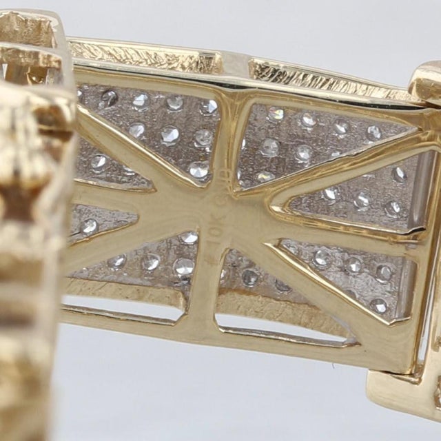 Modern 1.70ctw Pave Diamond Link Bracelet 10k Yellow White Gold 8.25" 12.4mm For Sale - Image 3 of 7