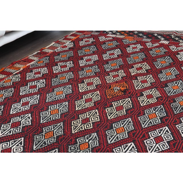 1970s Vintage Turkish Oushak Handmade Wool Cotton Red Area Rug For Sale In San Francisco - Image 6 of 12