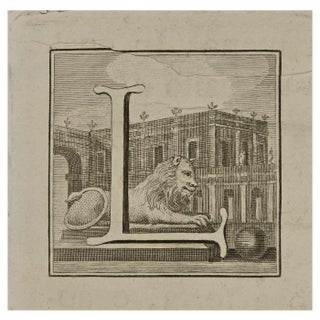 Luigi Vanvitelli, Letter of the Alphabet L, Etching, 18th Century For Sale