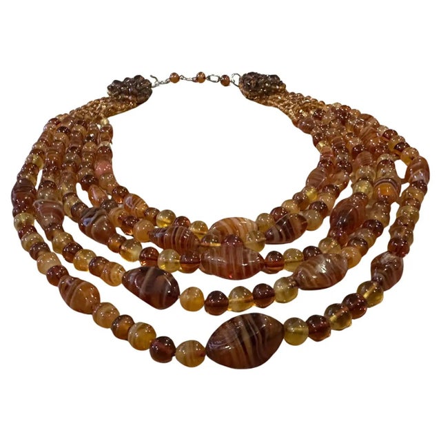This is an iconic 1960s Carnelian Multi-Strand Necklace by Coppola e Toppo, a renowned Italian jewelry design house known...